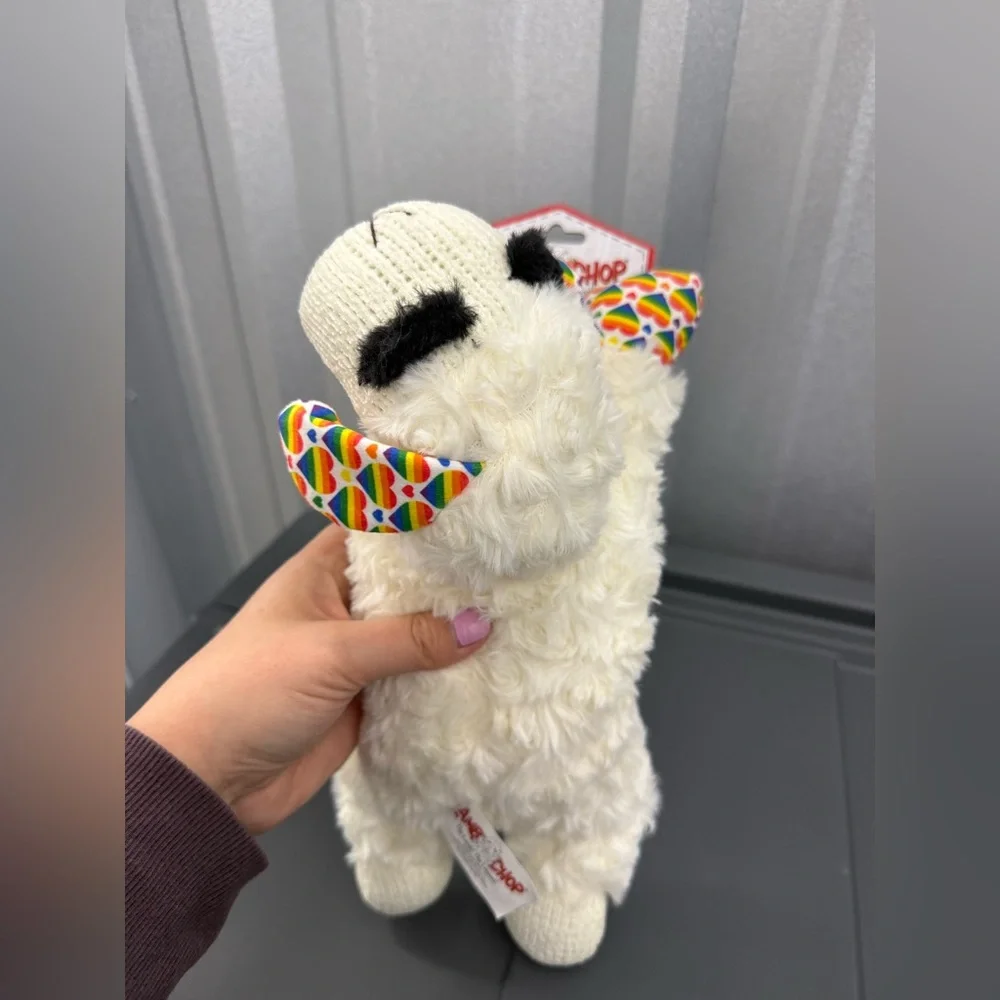 Dog Toy Plush White Lamb Pillow with Rainbow Ears NWT